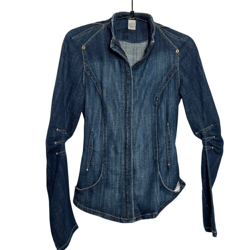 Frankie B. Jeans Denim Jacket and skirt suit size 4 zip front jacket mini skirt - Picture 3 of 12